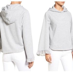 CHELSEA28. RUFFLE BELL SLEEVE HOODIE. GREY.